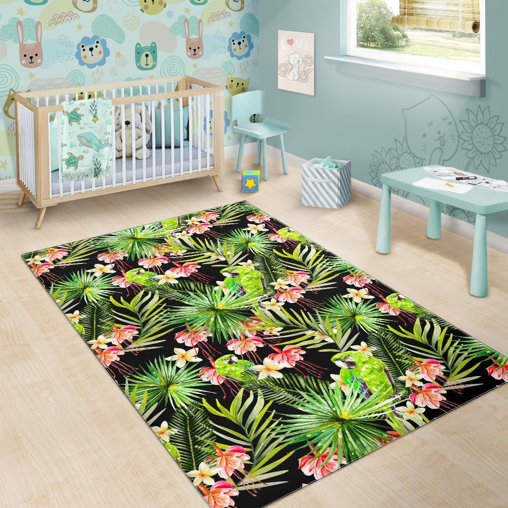 Tropical Hawaiian Parrot Pattern Print Area Rug