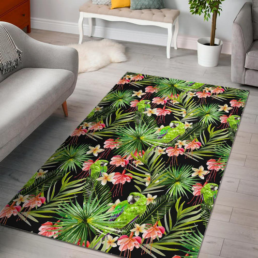Tropical Hawaiian Parrot Pattern Print Area Rug
