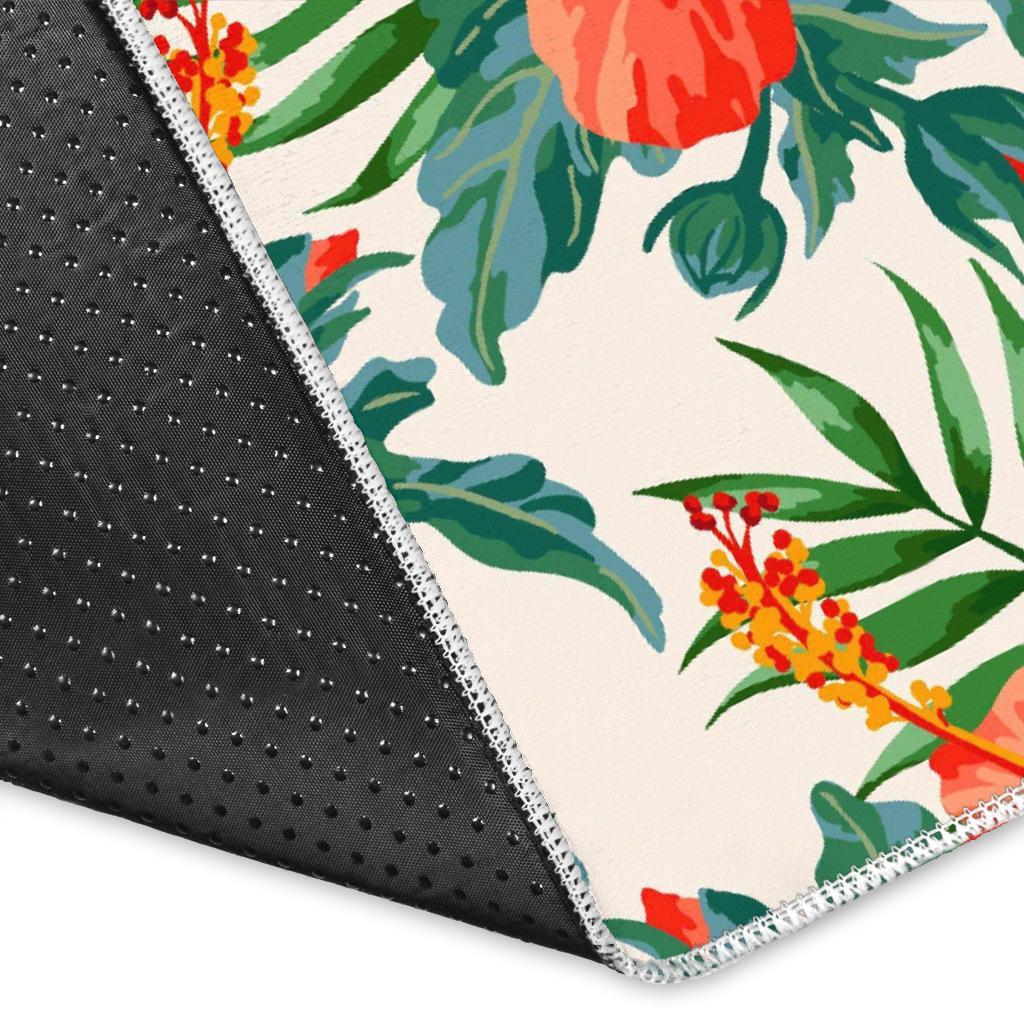 Tropical Hibiscus Blossom Pattern Print Area Rug