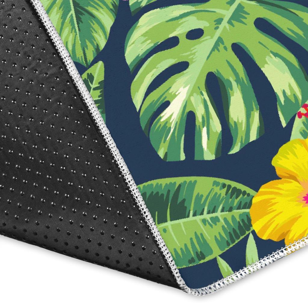 Tropical Hibiscus Flowers Pattern Print Area Rug