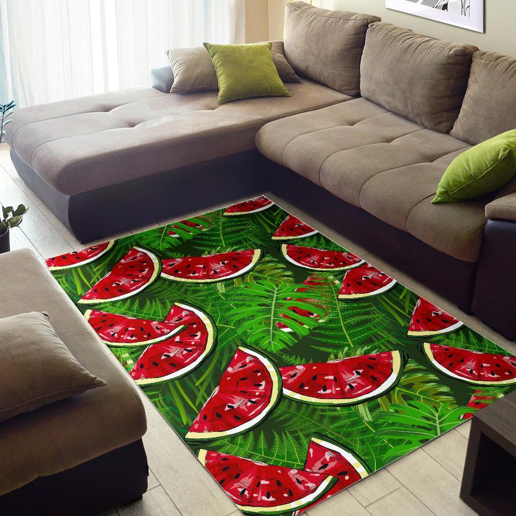 Tropical Leaf Watermelon Pattern Print Area Rug