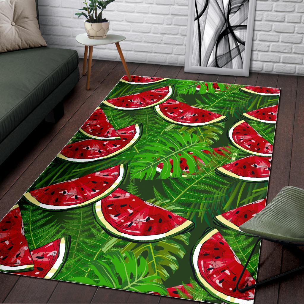 Tropical Leaf Watermelon Pattern Print Area Rug
