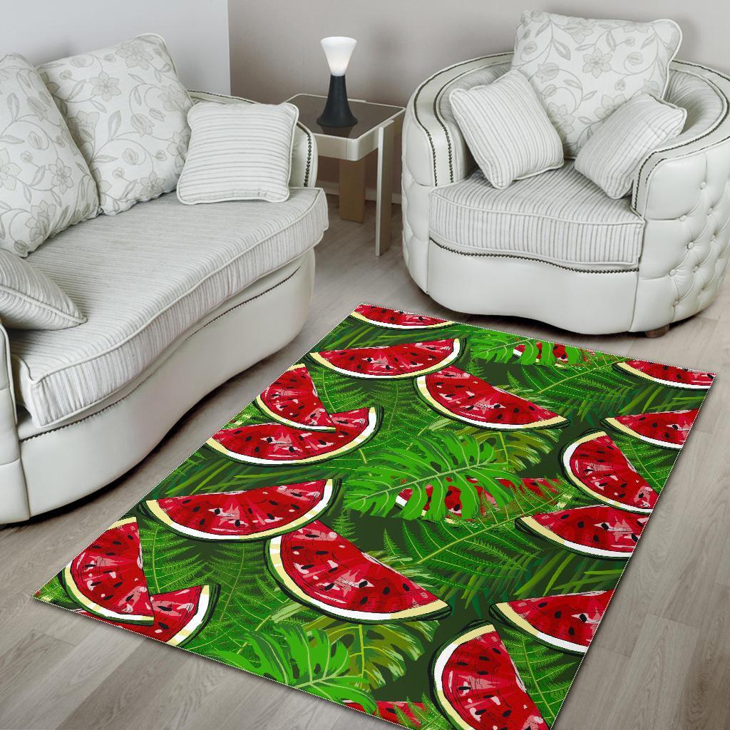 Tropical Leaf Watermelon Pattern Print Area Rug