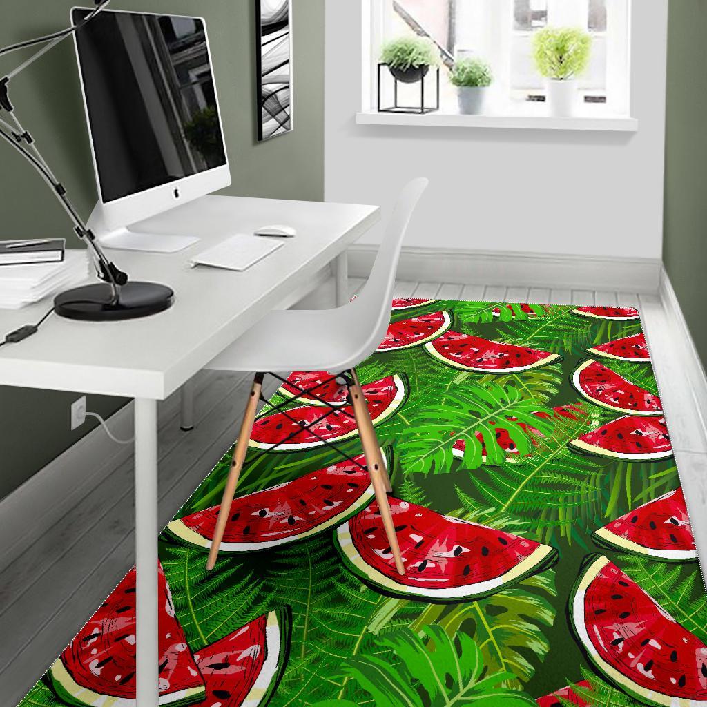 Tropical Leaf Watermelon Pattern Print Area Rug
