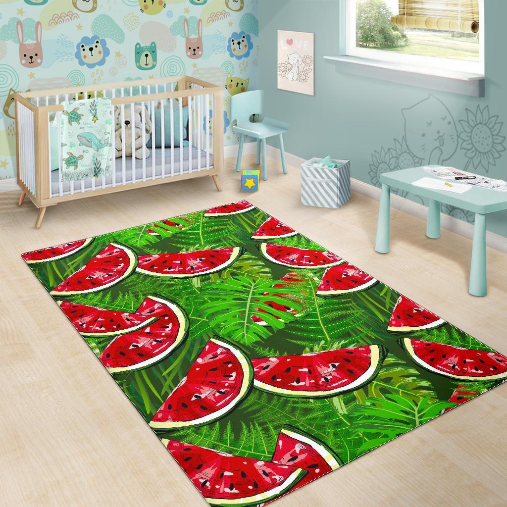 Tropical Leaf Watermelon Pattern Print Area Rug