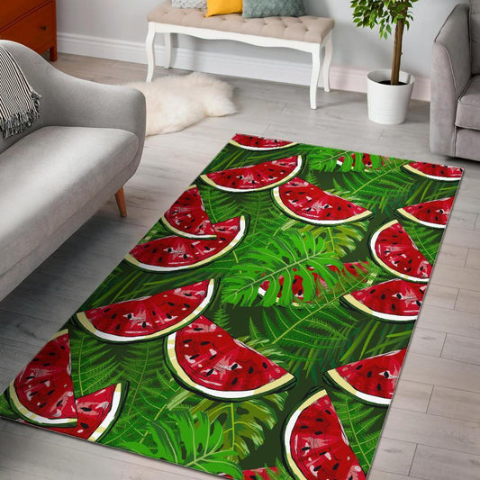 Tropical Leaf Watermelon Pattern Print Area Rug