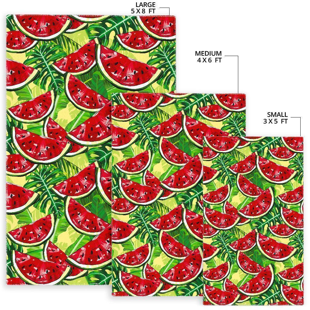 Tropical Leaves Watermelon Pattern Print Area Rug