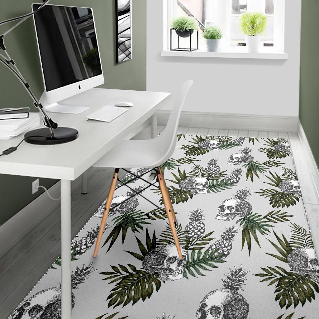 Tropical Pineapple Skull Pattern Print Area Rug