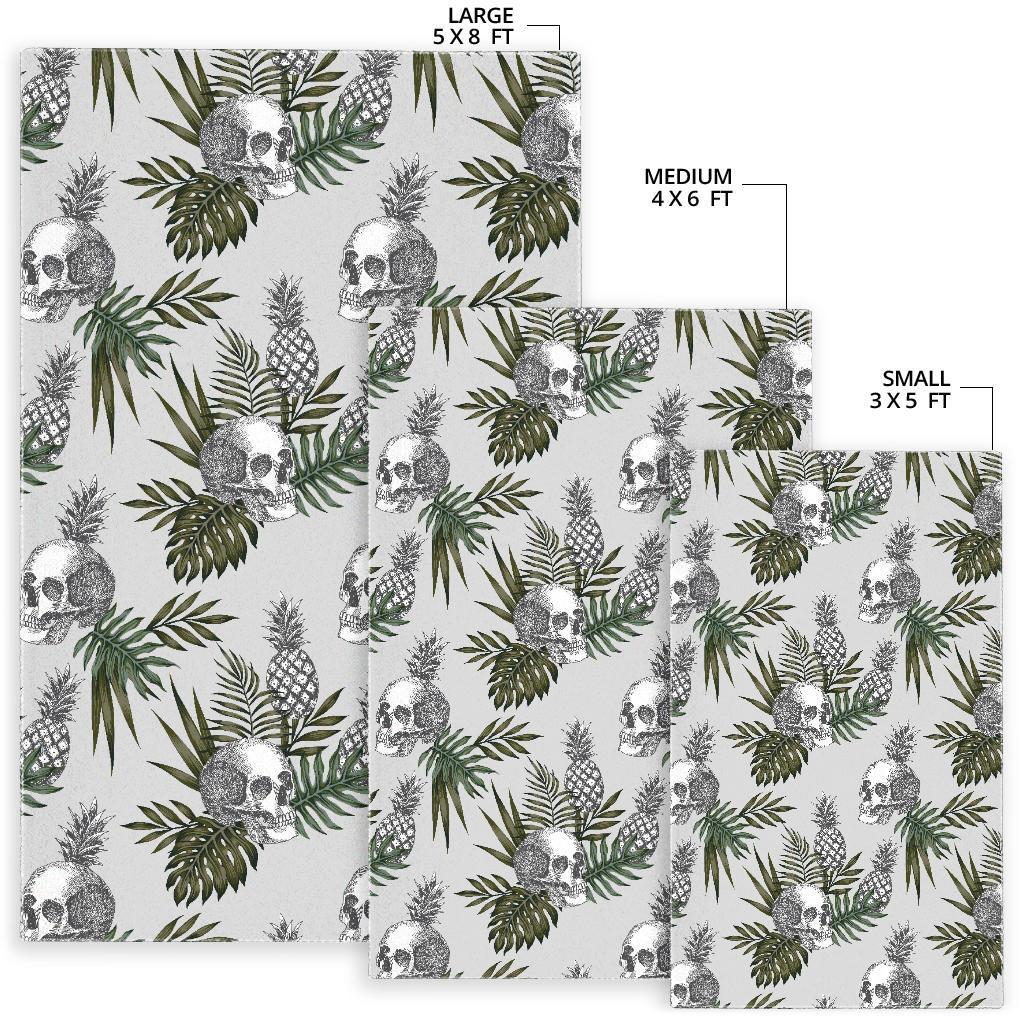 Tropical Pineapple Skull Pattern Print Area Rug