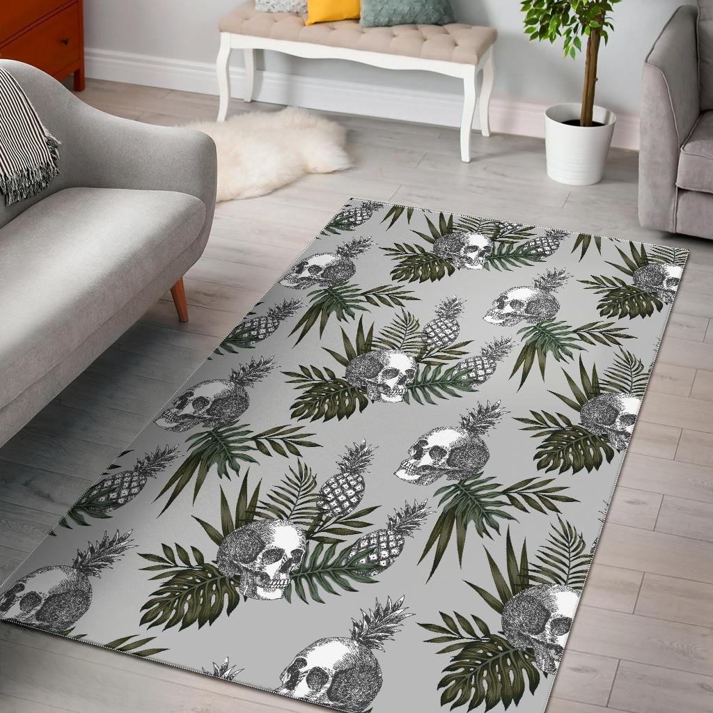 Tropical Pineapple Skull Pattern Print Area Rug
