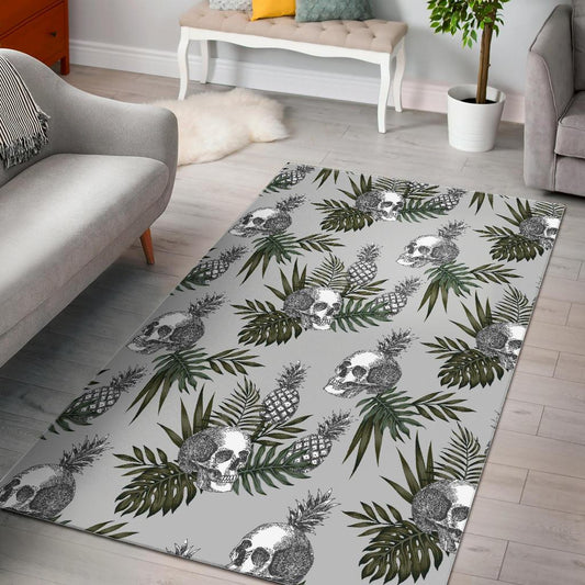 Tropical Pineapple Skull Pattern Print Area Rug