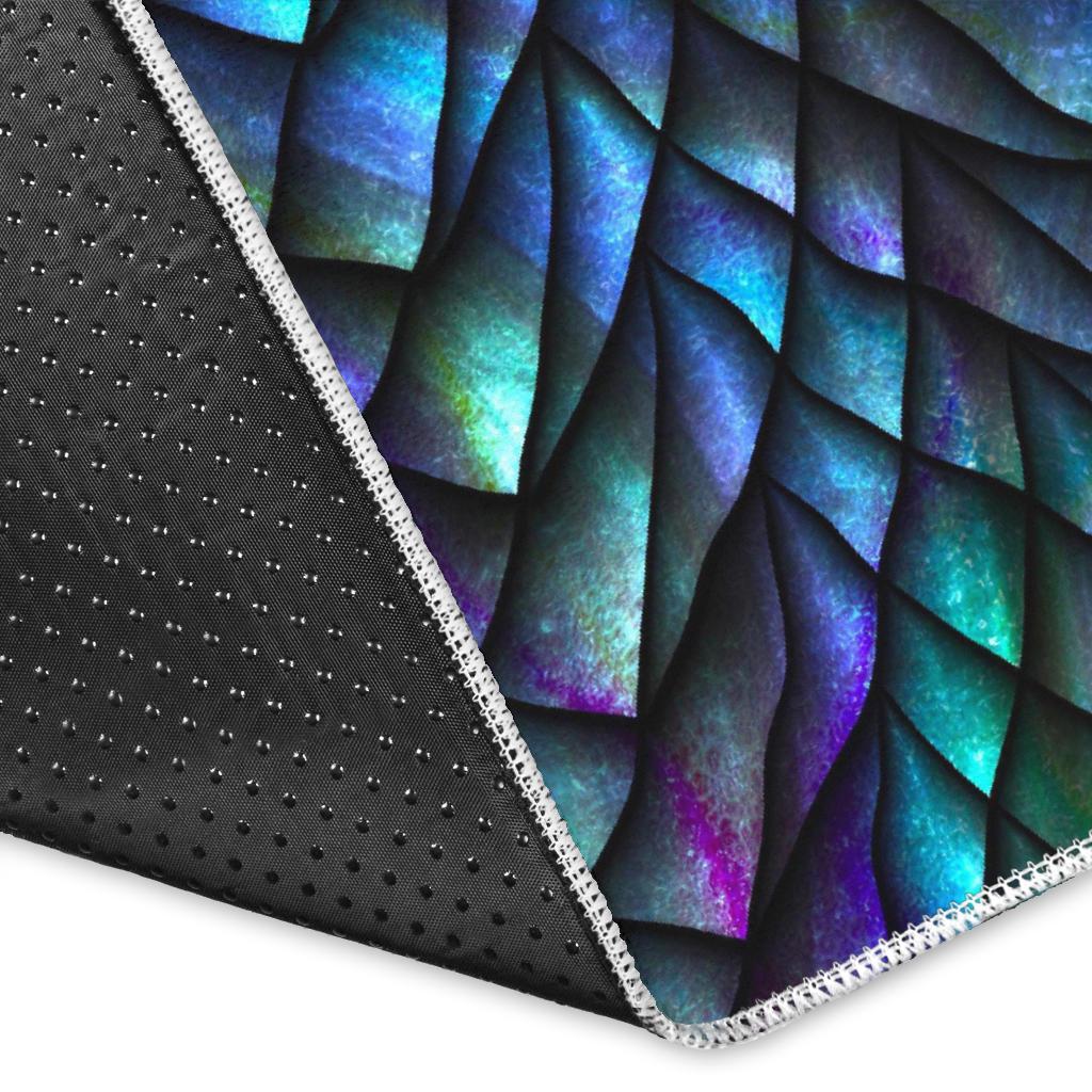 Turquoise Dragon Scales Pattern Print Area Rug