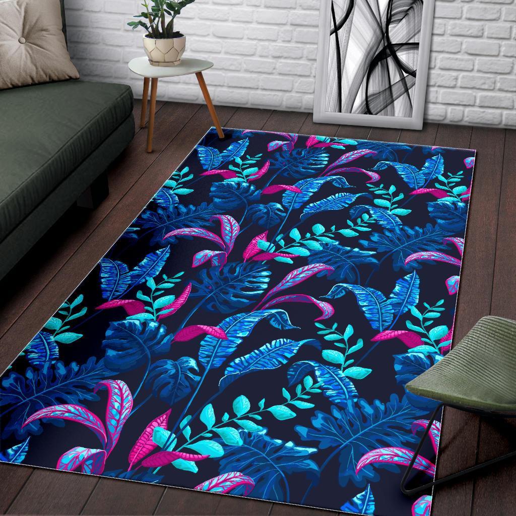Turquoise Hawaii Tropical Pattern Print Area Rug