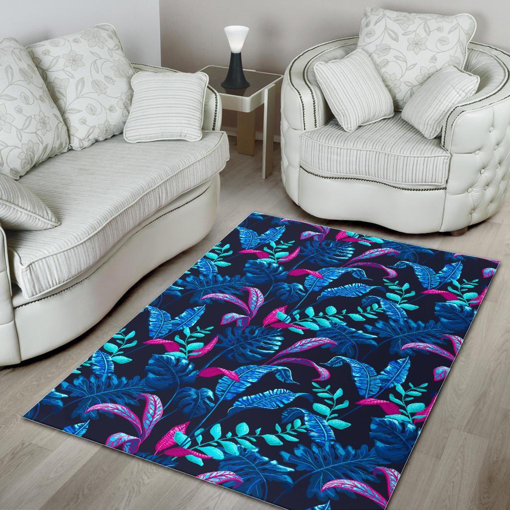 Turquoise Hawaii Tropical Pattern Print Area Rug