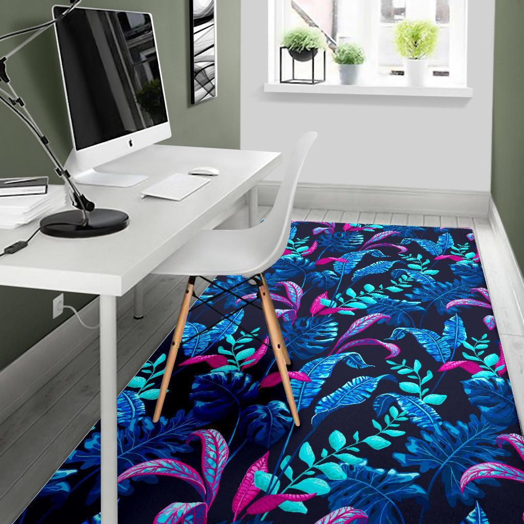 Turquoise Hawaii Tropical Pattern Print Area Rug
