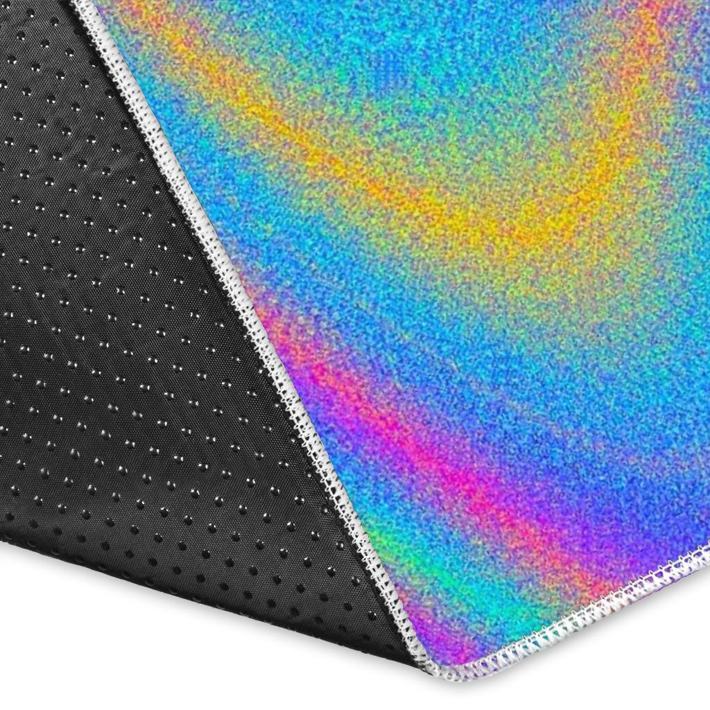 Turquoise Holographic Trippy Print Area Rug