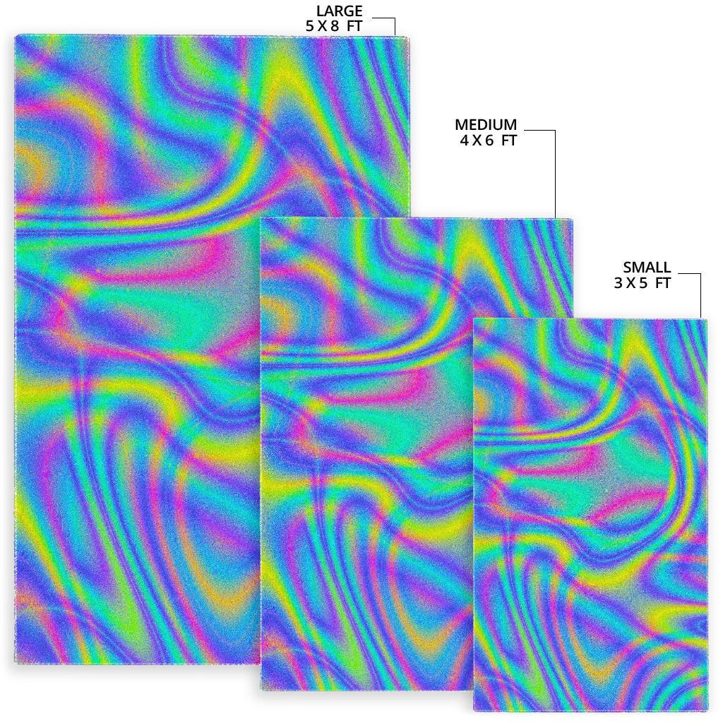 Turquoise Holographic Trippy Print Area Rug