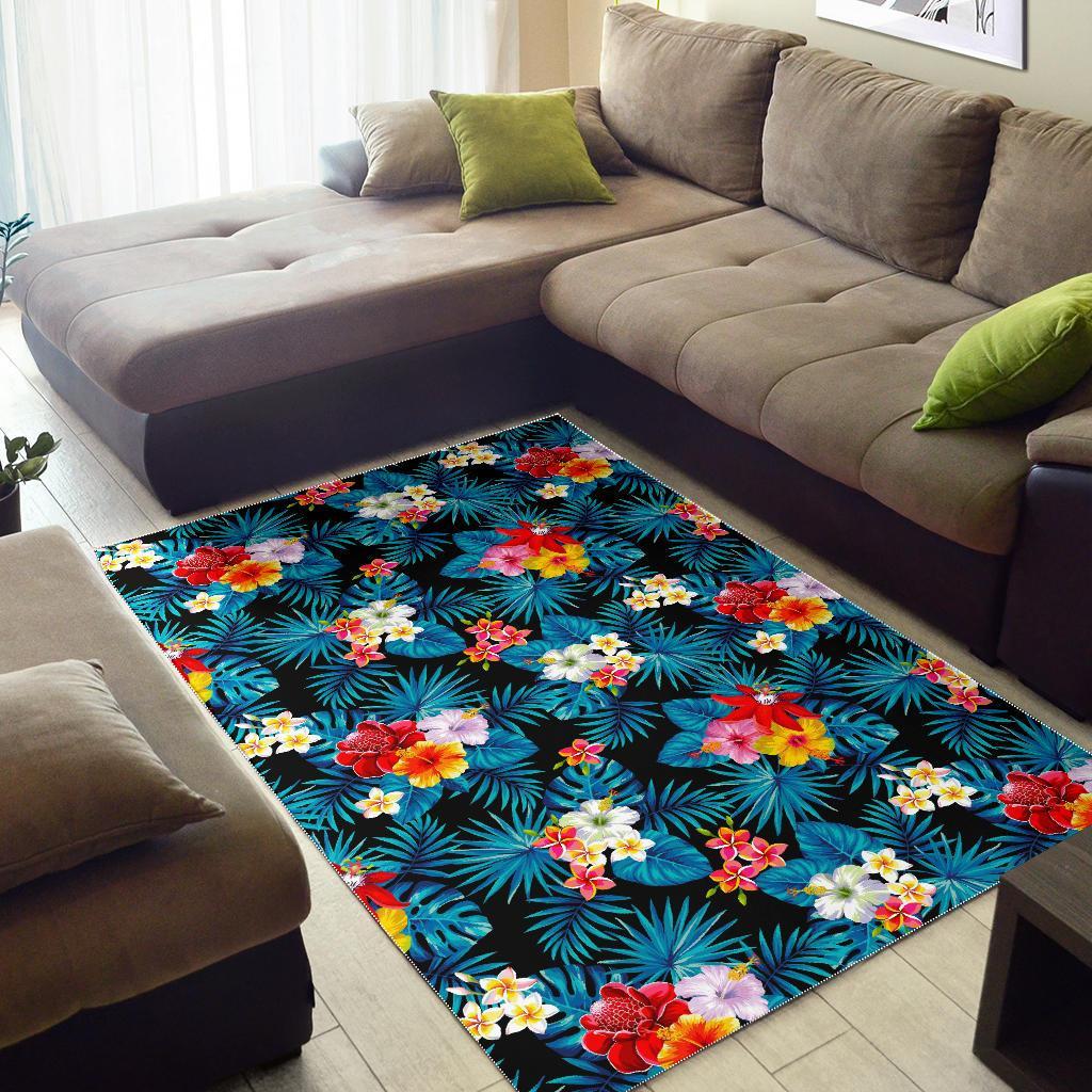 Turquoise Tropical Hawaii Pattern Print Area Rug