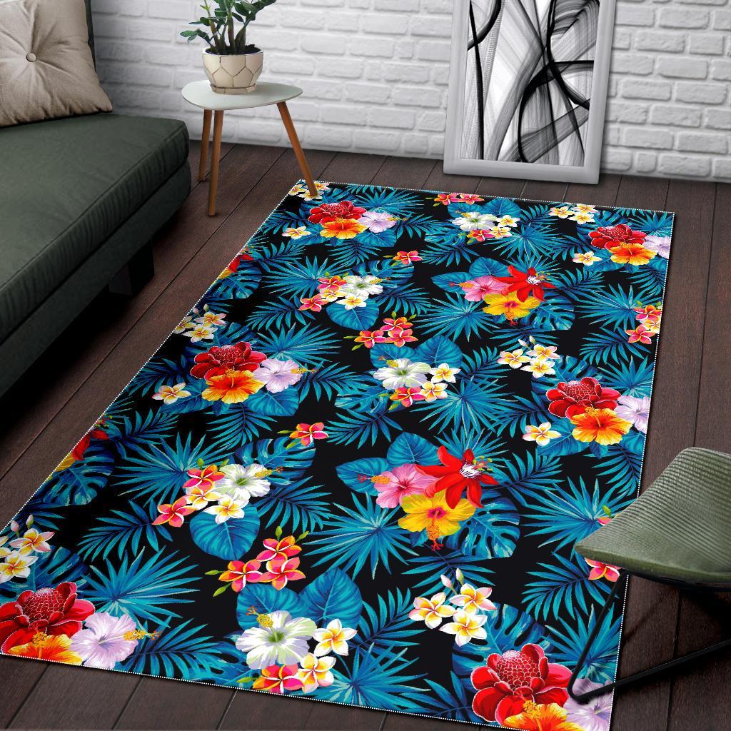 Turquoise Tropical Hawaii Pattern Print Area Rug