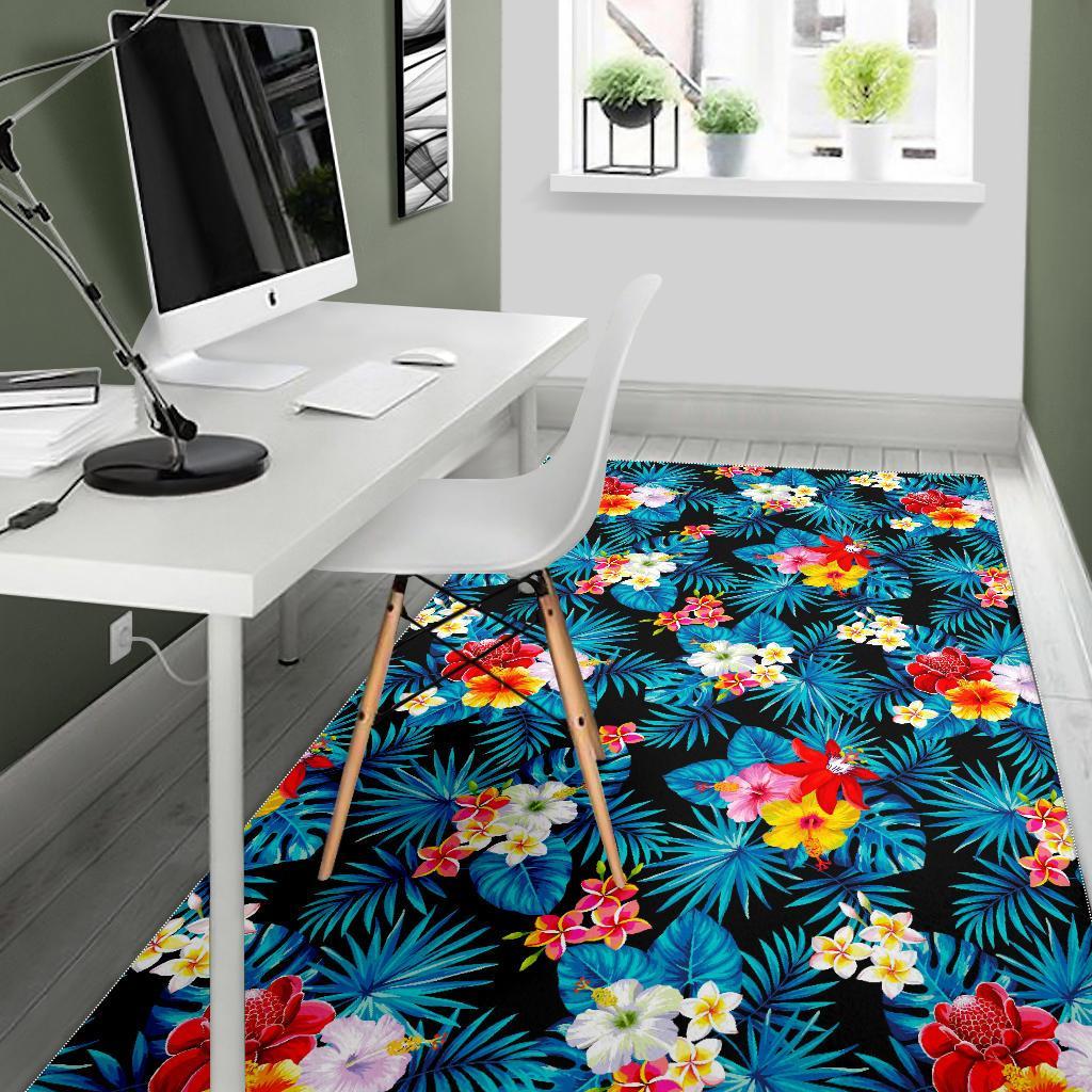 Turquoise Tropical Hawaii Pattern Print Area Rug