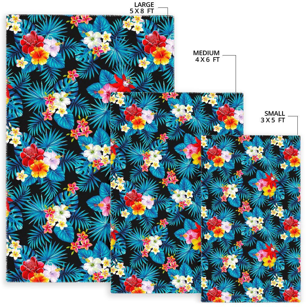 Turquoise Tropical Hawaii Pattern Print Area Rug
