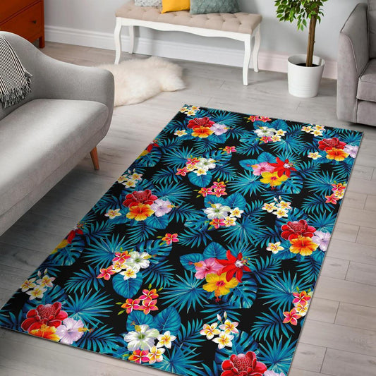 Turquoise Tropical Hawaii Pattern Print Area Rug