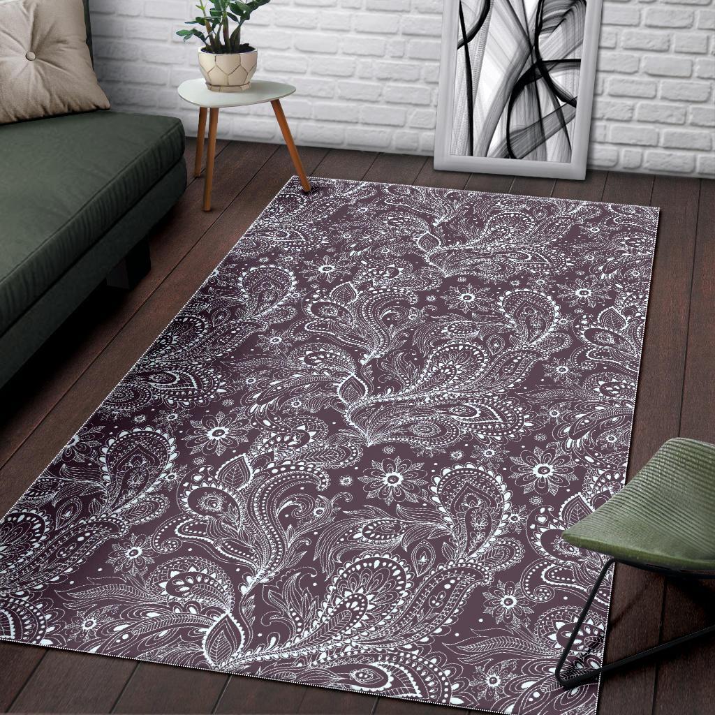 Umber Floral Bohemian Pattern Print Area Rug