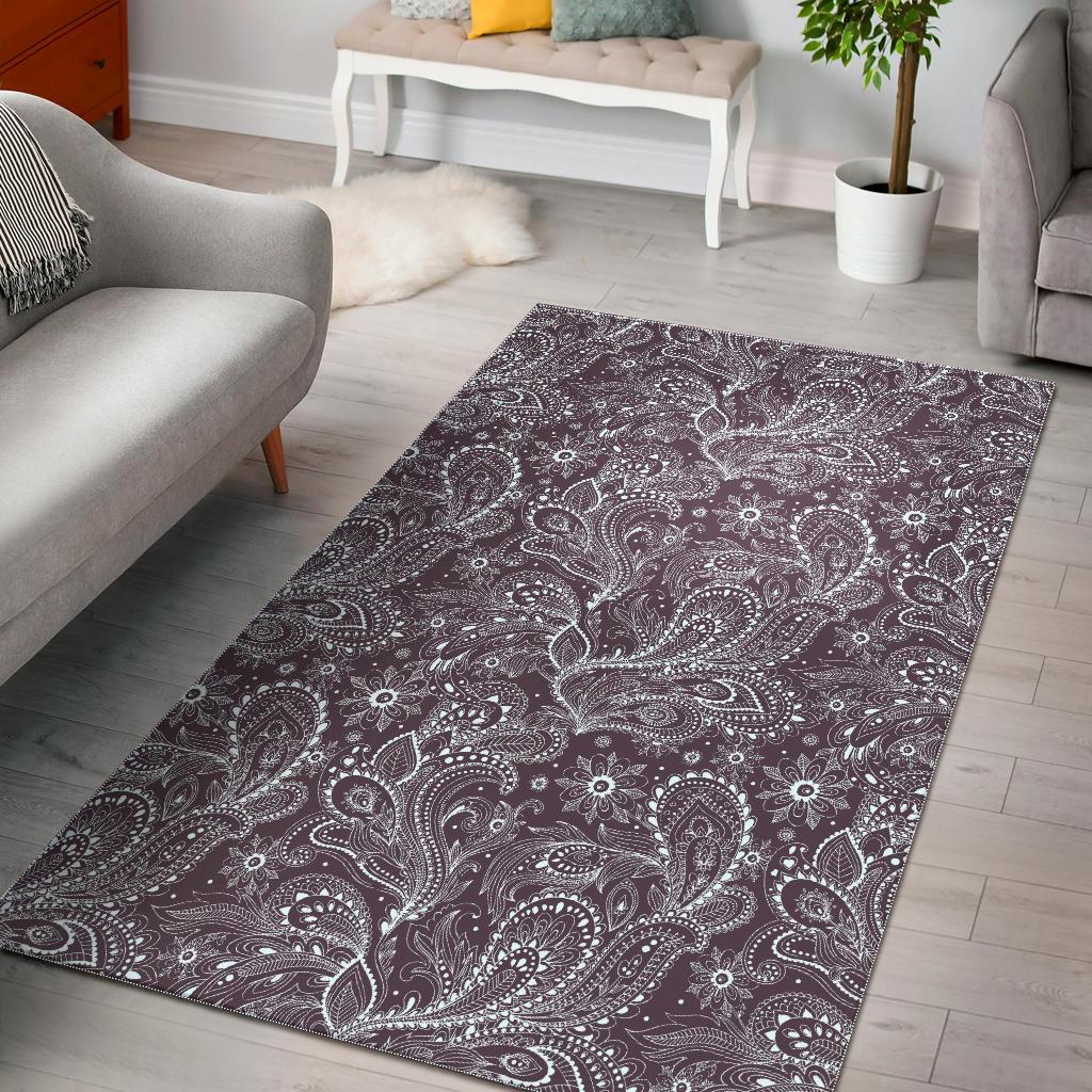 Umber Floral Bohemian Pattern Print Area Rug