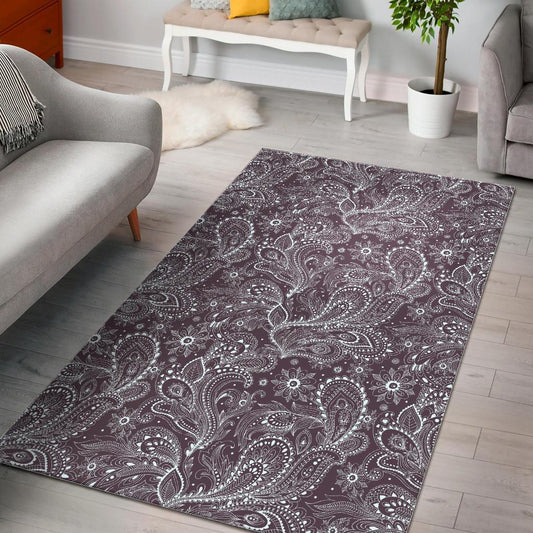 Umber Floral Bohemian Pattern Print Area Rug