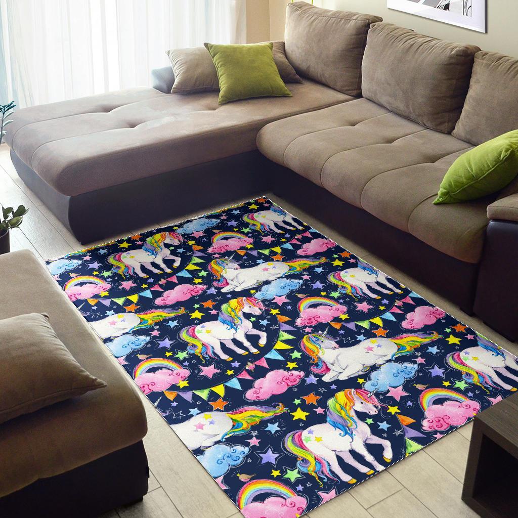 Unicorn Night Festival Pattern Print Area Rug