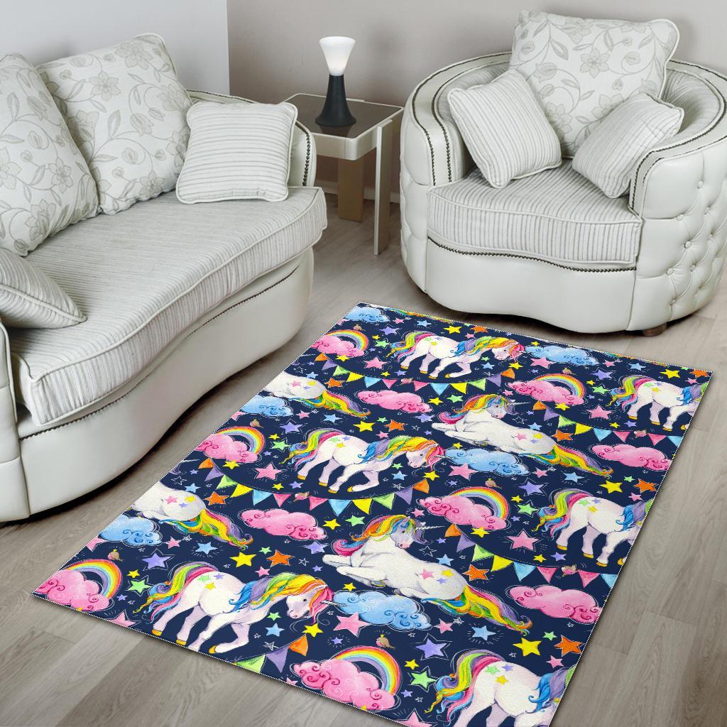 Unicorn Night Festival Pattern Print Area Rug