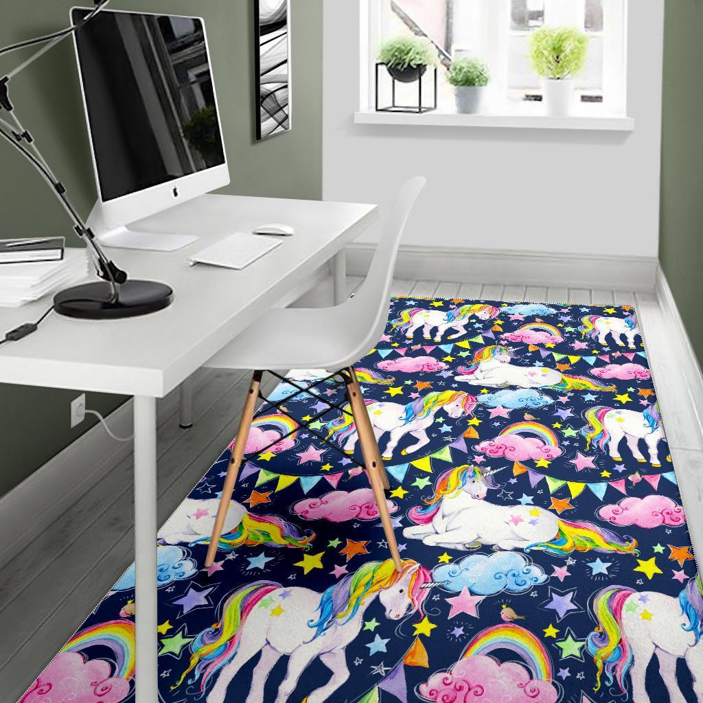 Unicorn Night Festival Pattern Print Area Rug