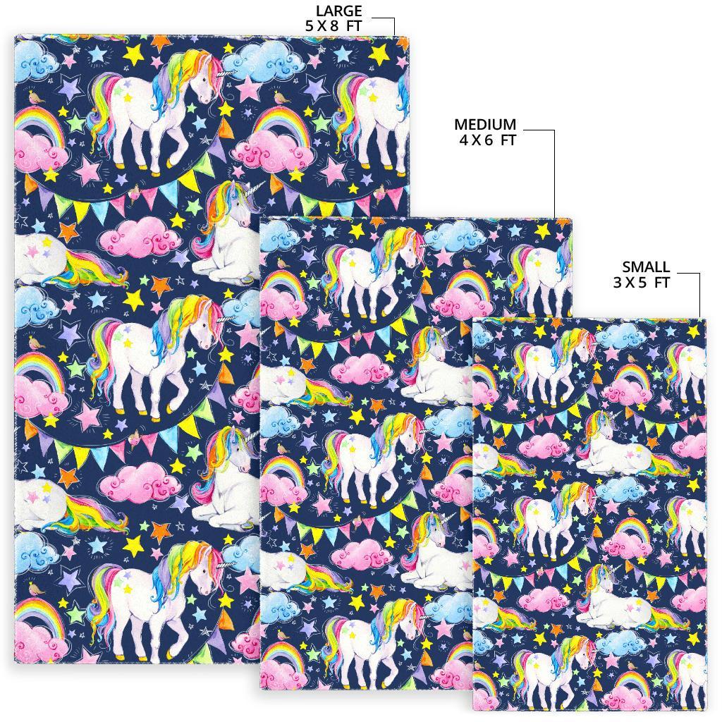 Unicorn Night Festival Pattern Print Area Rug