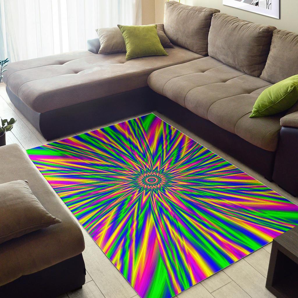 Vibrant Psychedelic Optical Illusion Area Rug
