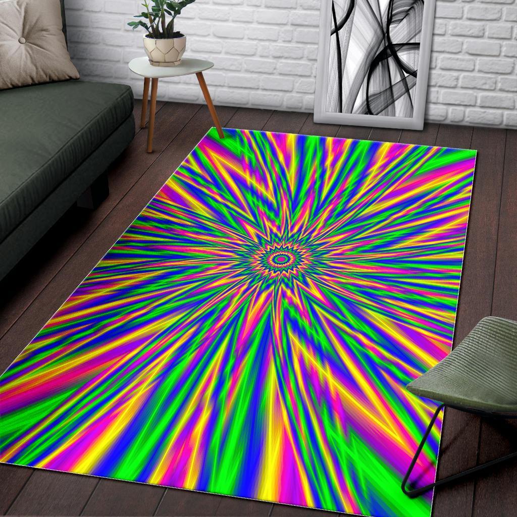Vibrant Psychedelic Optical Illusion Area Rug