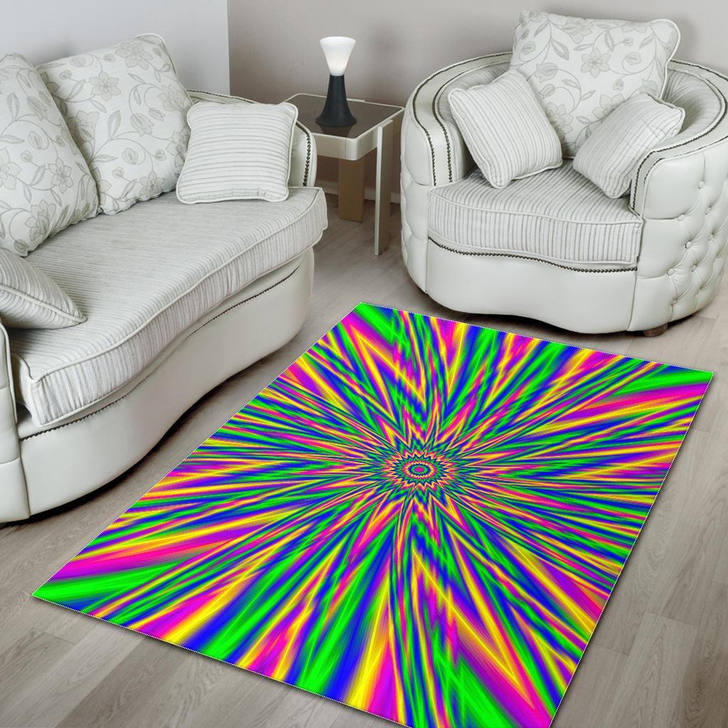 Vibrant Psychedelic Optical Illusion Area Rug