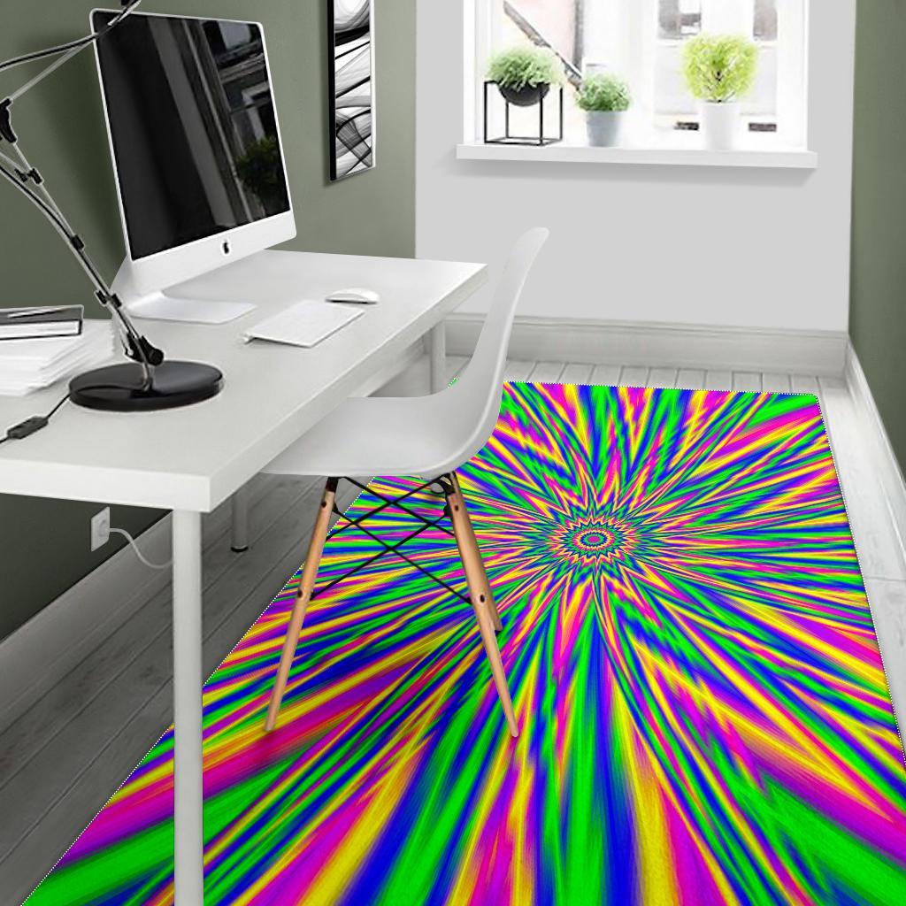 Vibrant Psychedelic Optical Illusion Area Rug