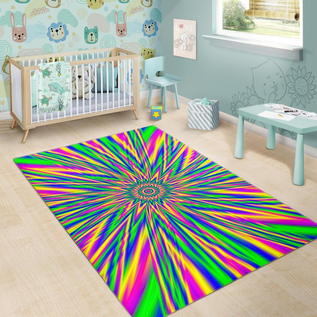 Vibrant Psychedelic Optical Illusion Area Rug