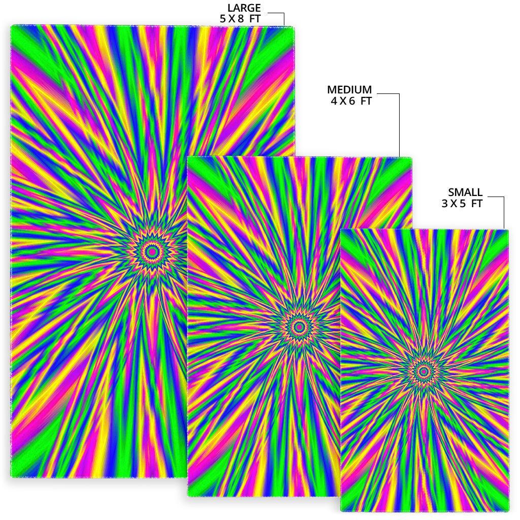 Vibrant Psychedelic Optical Illusion Area Rug