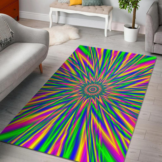 Vibrant Psychedelic Optical Illusion Area Rug