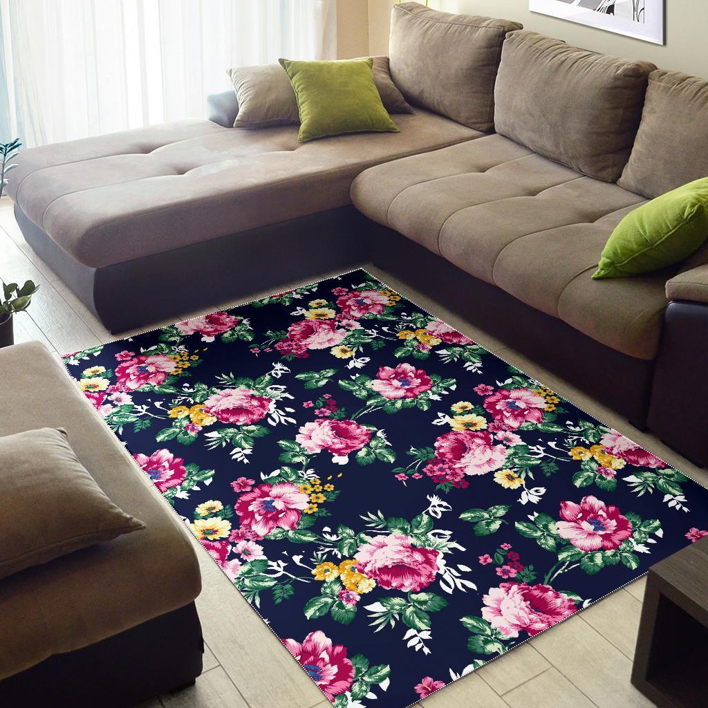 Vintage Blossom Floral Pattern Print Area Rug