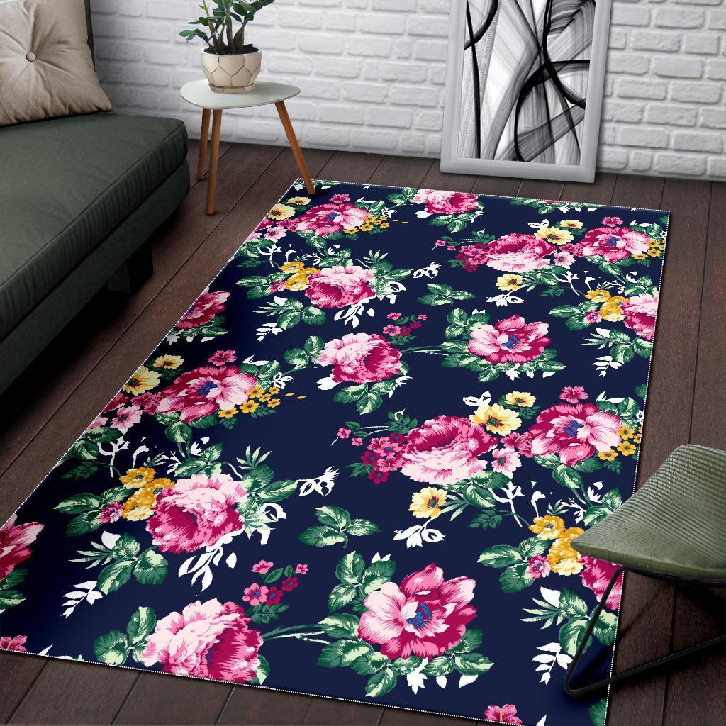 Vintage Blossom Floral Pattern Print Area Rug