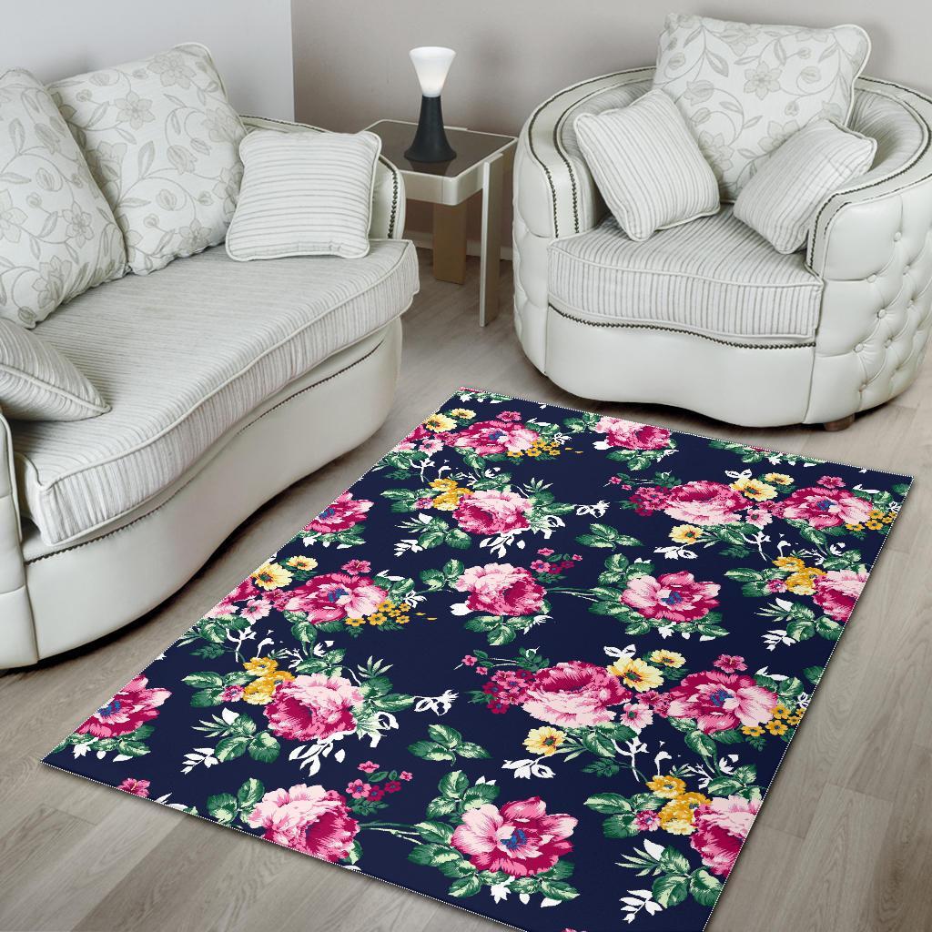 Vintage Blossom Floral Pattern Print Area Rug