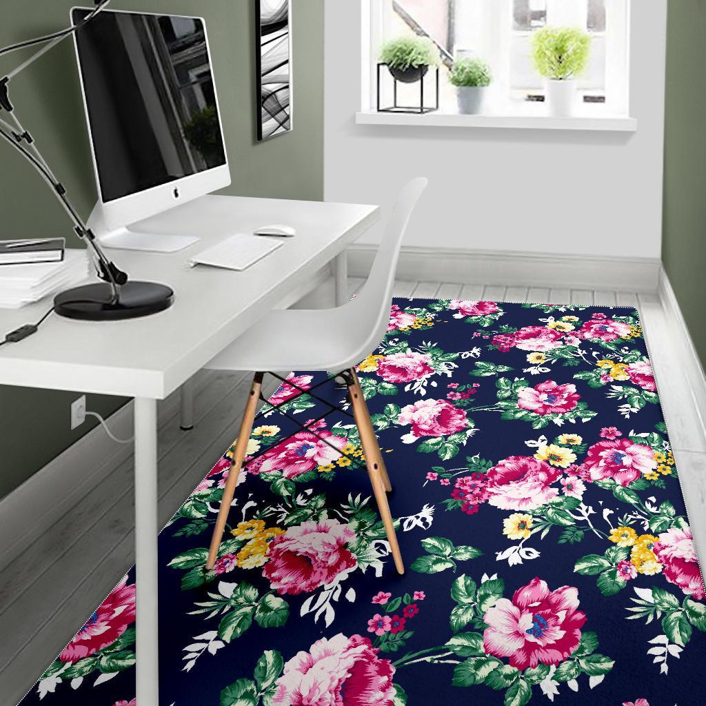 Vintage Blossom Floral Pattern Print Area Rug