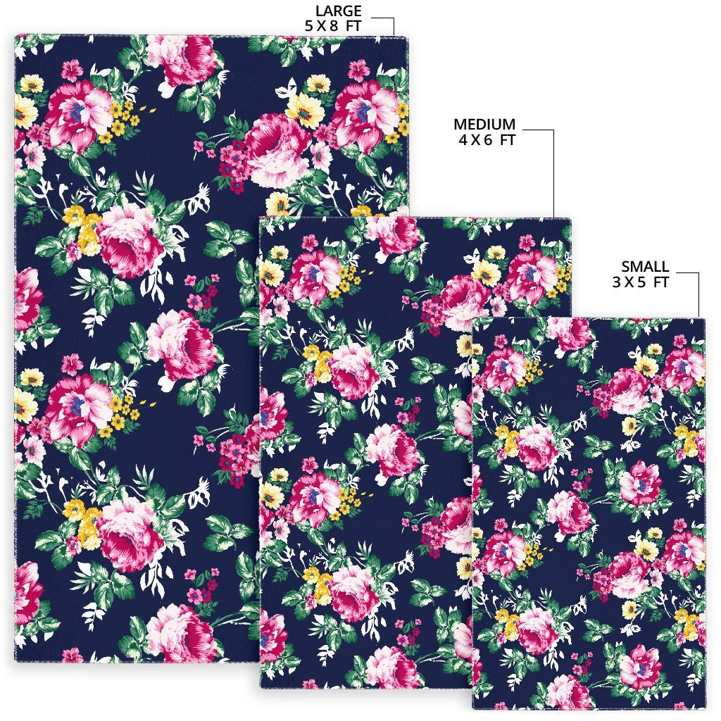 Vintage Blossom Floral Pattern Print Area Rug