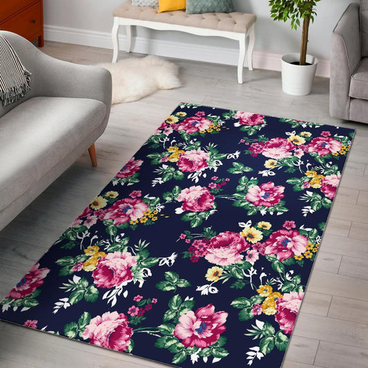 Vintage Blossom Floral Pattern Print Area Rug
