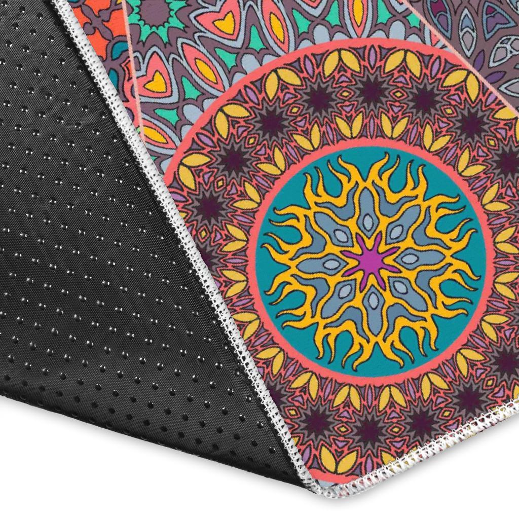 Vintage Bohemian Floral Mandala Print Area Rug