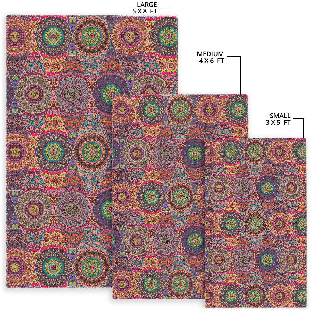 Vintage Bohemian Floral Mandala Print Area Rug