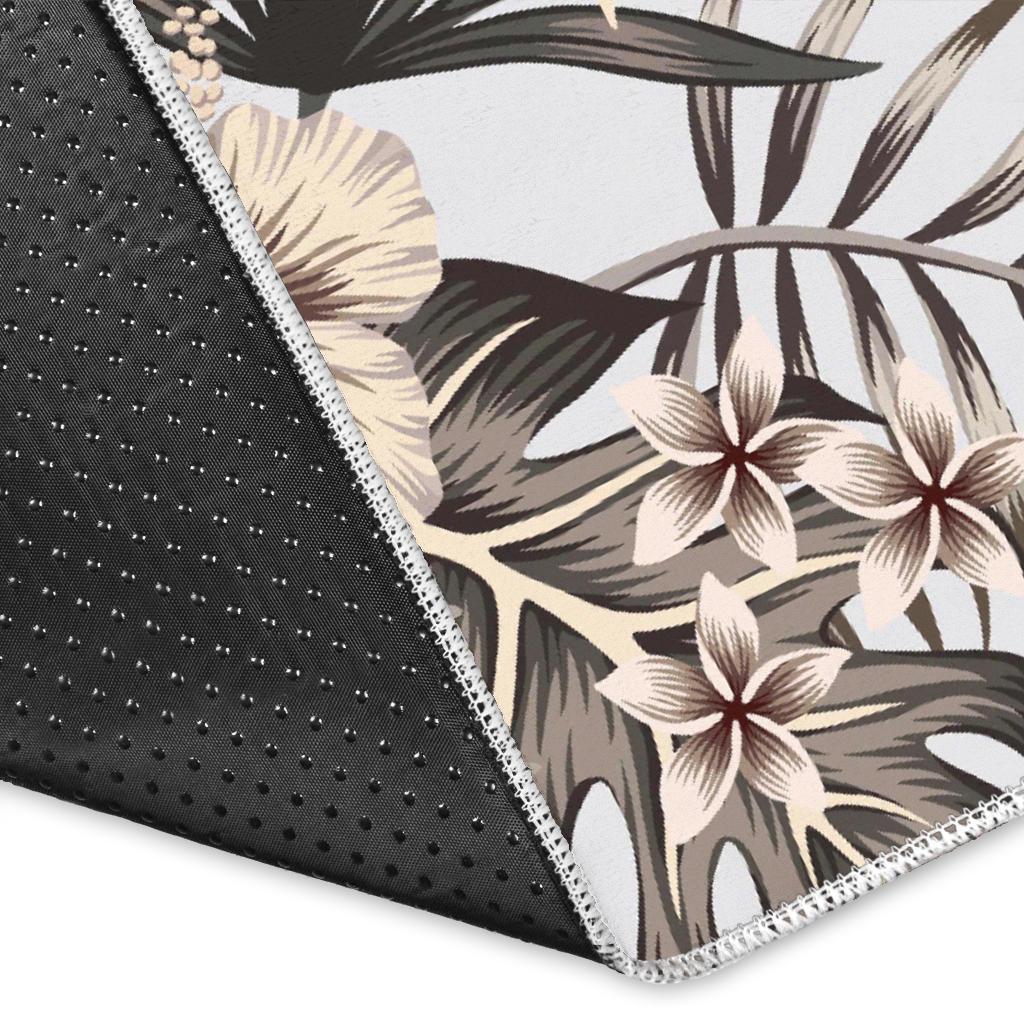 Vintage Hibiscus Plumeria Pattern Print Area Rug