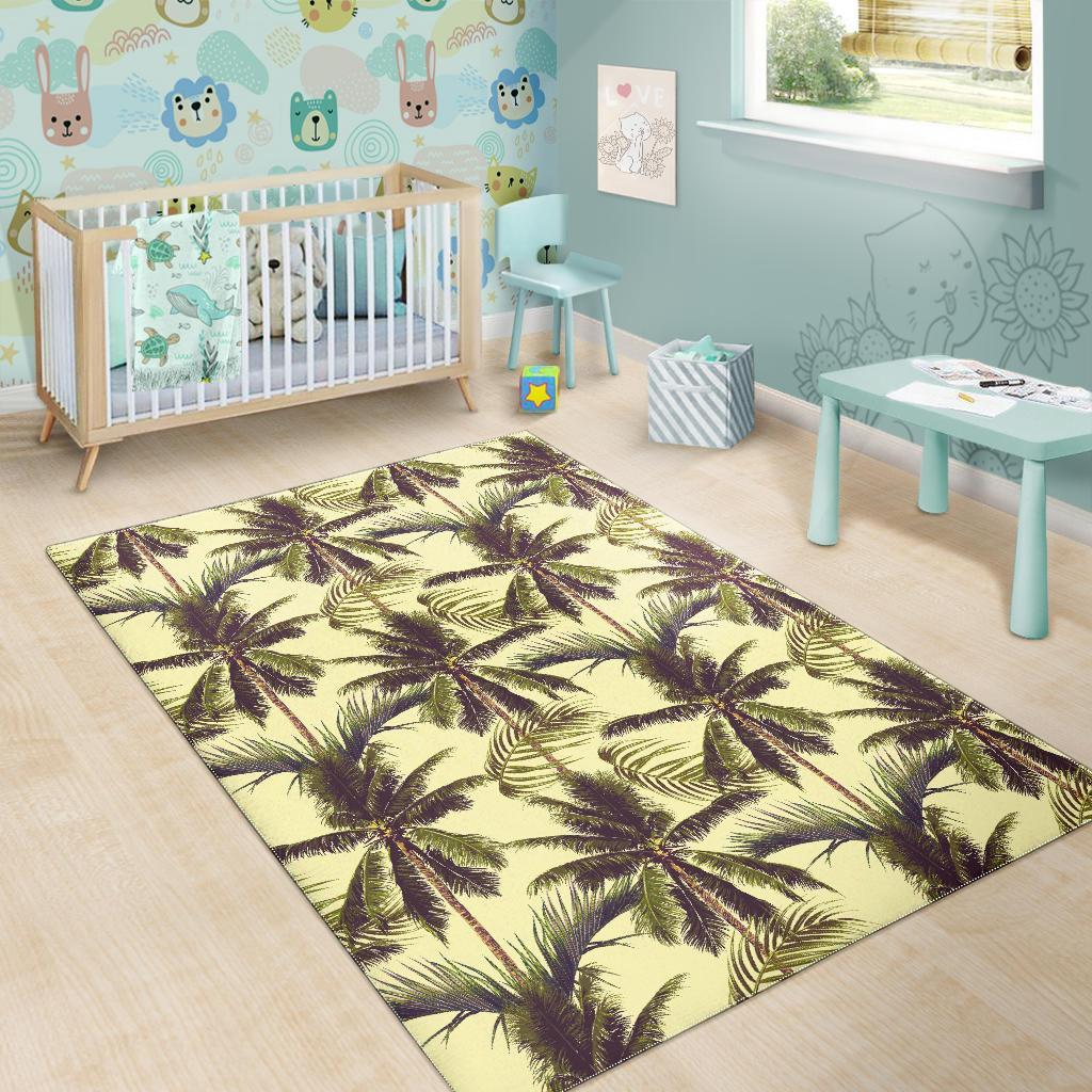 Vintage Palm Tree Pattern Print Area Rug